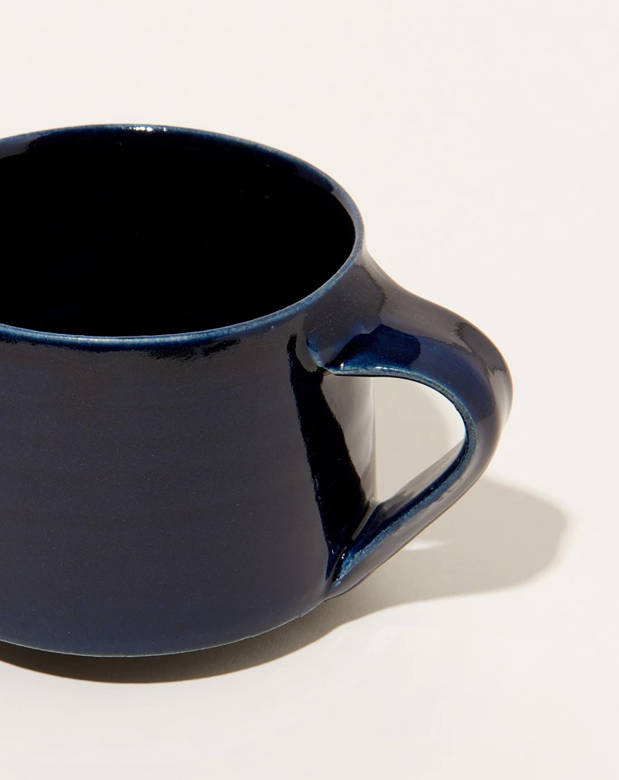 "Monohanako Dark Blue Ceramic Coffee Mug – Premium Handcrafted Tea Cup"